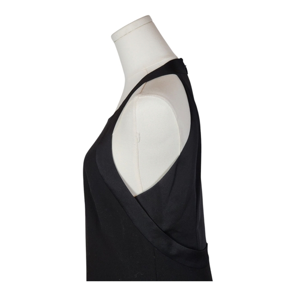 BCBGMAXAZRIA Black Halter Sheath Dress Open Back Satin Trim Size 06 - Picture 7 of 11